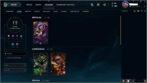 CONTA SMURF LOL PLATINA 4 75% DE WIN RATE| SKIN MÍTICA - League of Legends