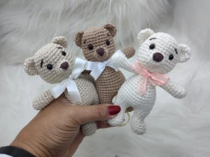 Trio de Mini Ursinho em Crochê - Amigurumi - Artesanato e Personalizados