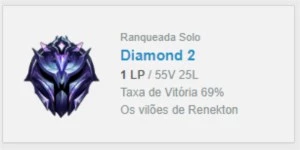 CONTA SMURF DIAMANTE 2 69% WIN RATE - League of Legends LOL
