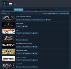 30 jogos, Perfil Especial Steam, Inativa Há Mais de 1 Ano