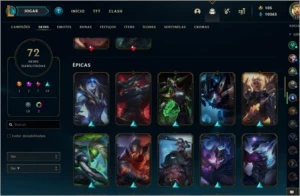 vendo conta 72skin 1 ultimate 1 mítica 7 épicas 14 lendárias - League of Legends LOL