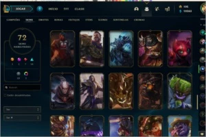 vendo conta 72skin 1 ultimate 1 mítica 7 épicas 14 lendárias - League of Legends LOL
