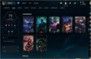 vendo conta 72skin 1 ultimate 1 mítica 7 épicas 14 lendárias - League of Legends LOL