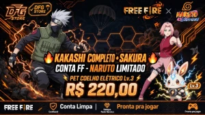 Conta Ff — Kakashi Completo + Sakura + Pet Lv.3 — Naruto - Free Fire