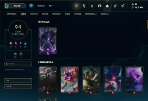 Bronze 4 com 135 Champs e 91 Skins + 4500 RP - League of Legends LOL