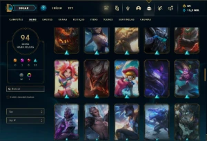 Bronze 4 com 135 Champs e 91 Skins + 4500 RP - League of Legends LOL