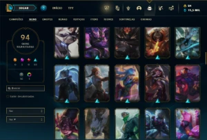 Bronze 4 com 135 Champs e 91 Skins + 4500 RP - League of Legends LOL