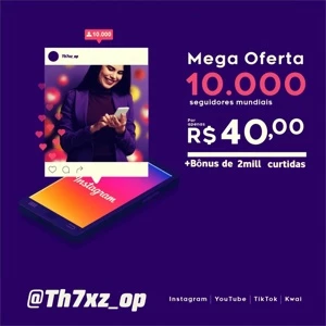 MEGA OFERTA 10K SEGUIDORES INSTAGRAM R$40,00 + Bônus - Redes Sociais