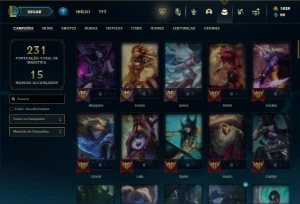 Unranked com 100 Champs e 62 Skins ( MAIN SUP ) + 1000 RP - League of Legends LOL