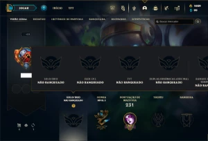 Unranked com 100 Champs e 62 Skins ( MAIN SUP ) + 1000 RP - League of Legends LOL