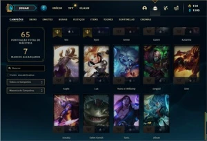 Conta prata 4 com 44 Champs e 7 Skins + 2 Fragmentos de skin - League of Legends LOL