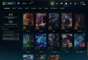 Unranked com 40 Champs e 14 Skins + 12 Fragmentos - League of Legends LOL