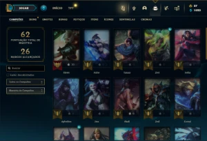 Unranked com 40 Champs e 14 Skins + 12 Fragmentos - League of Legends LOL