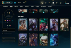 Unranked com 40 Champs e 14 Skins + 12 Fragmentos - League of Legends LOL