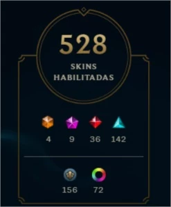 Conta League of Legends 528 Skins LOL