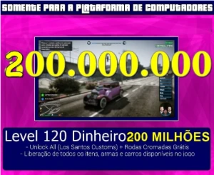 Gta V Online Pc - Dinheiro E Level $300milhões