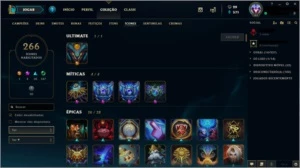 Conta lol Plat 1 solo q D4 Flex e 105 skins - League of Legends