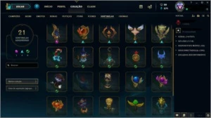 Conta lol Plat 1 solo q D4 Flex e 105 skins - League of Legends