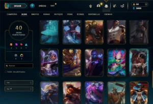 Unranked com 100 Champs e 40 Skins - League of Legends LOL