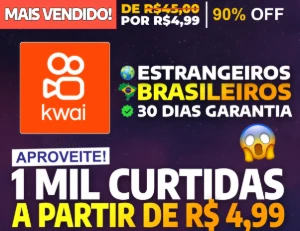 [MAIS VENDIDO] 1 MIL Curtidas KWAI por apenas R$ 9,99