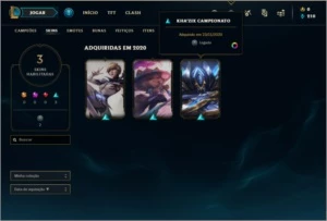 Conta platina 4 com 33 champs e 3 skins - League of Legends LOL