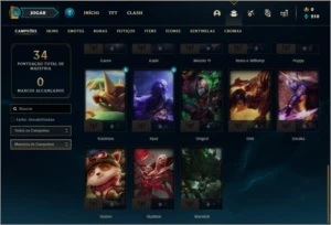 Conta platina 4 com 33 champs e 3 skins - League of Legends LOL