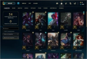 Conta platina 4 com 33 champs e 3 skins - League of Legends LOL