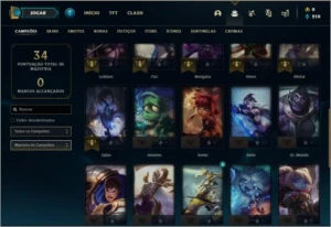 Conta platina 4 com 33 champs e 3 skins - League of Legends LOL