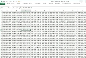 Todas combinações de números da MEGASENA em planilha Excel - Others