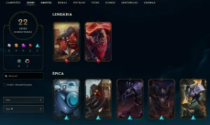 Conta League of Legends Full Acesso - 60 Champs e 22 Skins LOL