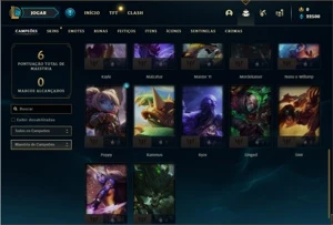 Conta ouro 4 com 27 Champs e 6 Skins + 1 Fragmento - League of Legends LOL