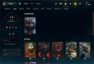 Conta prata 4 com 31 Champs e 14 Skins + 3 Espolios - League of Legends LOL