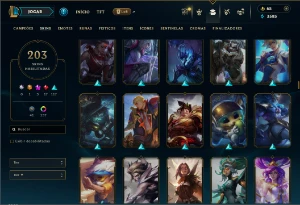 Ouro 3 com TODOS os Champs e 203 Skins + 137 Cromas - League of Legends LOL