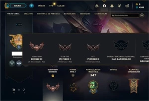 Conta bronze 3 com 90 Champs e 20 Skins + 2 Fragmentos - League of Legends LOL