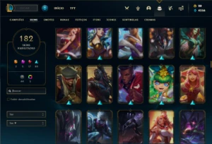 Conta prata 4 com TODOS os champs e 182 Skins + 4 Prestigios - League of Legends LOL