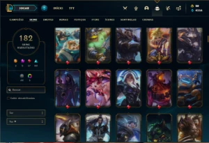 Conta prata 4 com TODOS os champs e 182 Skins + 4 Prestigios - League of Legends LOL