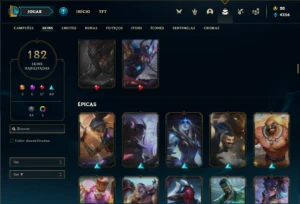 Conta prata 4 com TODOS os champs e 182 Skins + 4 Prestigios - League of Legends LOL
