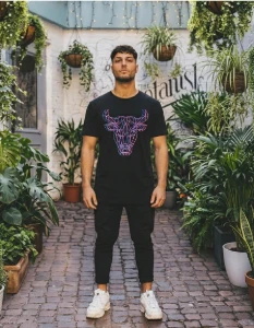 Camiseta Preta Touro - Artesanato e Personalizados