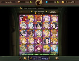 Conta 7DS Iniciante com personagens meta (Escanor e Merlim)