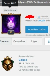 Conta LOL OURO - League of Legends