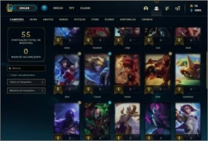Conta platina 4 baratinha com 5 skins e 33 champs - League of Legends LOL
