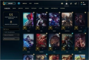 Conta platina 4 baratinha com 5 skins e 33 champs - League of Legends LOL