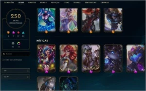 Conta LoL MUITAS skins e minilendas, todos eternos, Etc - League of Legends