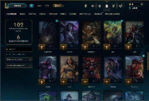 Unranked com 50 Champs e 16 Skins +5 Vitoriosas - League of Legends LOL