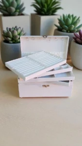Porta-Joias Grande em Linho Off-White com Porta-Anéis - Artesanato e Personalizados