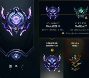 Conta lol com 481 skins, diamante 3, muitas coisas raras - League of Legends