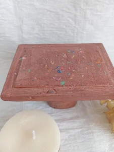 Porta-Velas Pedestal Rústico em Concreto - Artesanato e Personalizados