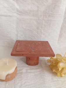 Porta-Velas Pedestal Rústico em Concreto - Artesanato e Personalizados
