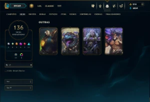 Prata 4 com 150 Champs e 136 Skins ( JG / SUP ) - League of Legends LOL