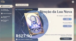 [NA] AR 42 Hutao + Zhongli + Jean + 25 dias de benção - Genshin Impact